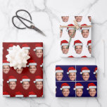 Funny Custom Face Photo Santa Hat Christmas Wrapping Paper Sheet<br><div class="desc">Funny Custom Face Photo Santa Hat Christmas, Replace the face with your favorite photo (make sure to crop as much to the face as possible and use an app to remove the background) and personalize this funny Christmas Holiday Wrapping Paper with your kid, husband, or boyfriend on it! Also a...</div>