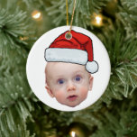 Funny Custom Face Photo Santa Head Christmas Ceramic Ornament<br><div class="desc">Funny Custom Face Photo Santa Head Christmas</div>