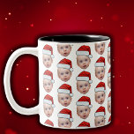 Funny Custom Face Photo Santa Head Christmas Two-Tone Coffee Mug<br><div class="desc">Funny Custom Face Photo Santa Head Christmas Mug</div>
