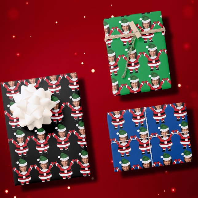Funny Custom Face Photo Santa Head kamala Harris Wrapping Paper Sheet (Creator Uploaded)