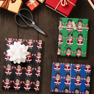 Funny Custom Face Photo Santa Head Personalized  Wrapping Paper Sheet