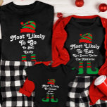 Funny Custom Family Christmas Most Likely To Elf T-Shirt<br><div class="desc">Add a sprinkle of holiday humour to your family's Christmas celebrations with our Funny Custom Family Christmas "Most Likely To Elf" T-Shirt. This playful and personalized shirt is the perfect way to share a laugh and embrace the festive spirit together. Customize the shirt with your family name and choose who...</div>