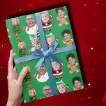 Funny Custom Family Face Photo Christmas Gift Wrapping Paper<br><div class="desc">Easy Custom Family Face Photo Christmas Gift for Family, Replace faces with your favourite photos (make sure to crop as much to the face as possible and use an app to remove the background) and personalize this funny Christmas Holiday Wrapping Paper with your kid, husband, or boyfriend on it! Also...</div>