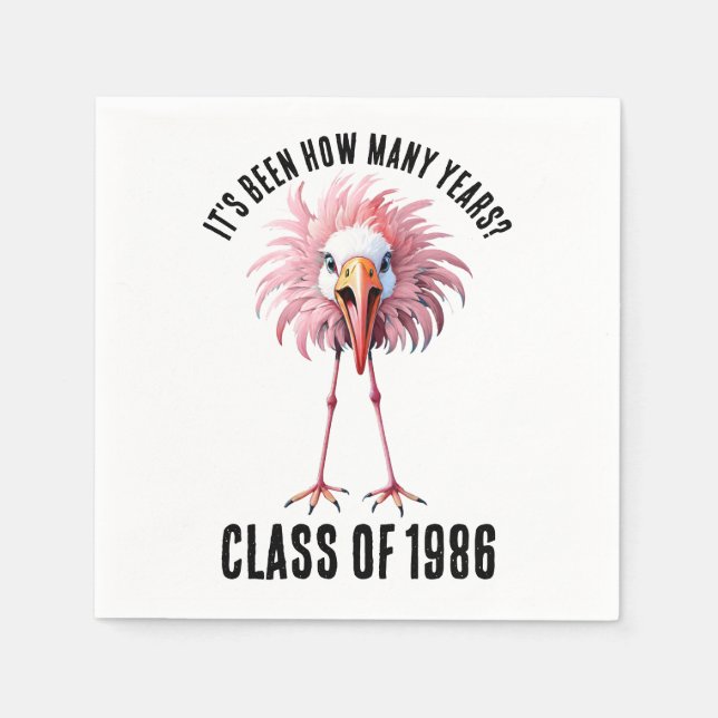 Funny Custom Flamingo School Class Reunion Napkin (Front)