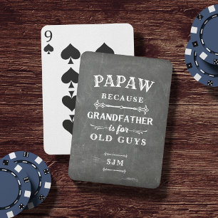 Funny Custom Grandpa Nickname & Monogram Playing Cards