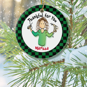 Funny Custom Hairstylist Gift Idea Ceramic Ornament