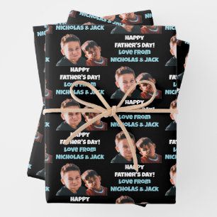 Funny Custom Kids Face Photo Happy Father's Day Wrapping Paper Sheet