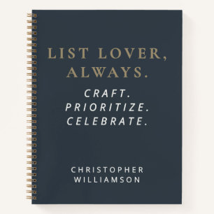 Funny Custom List Lover Navy Gold Minimalist Men Notebook