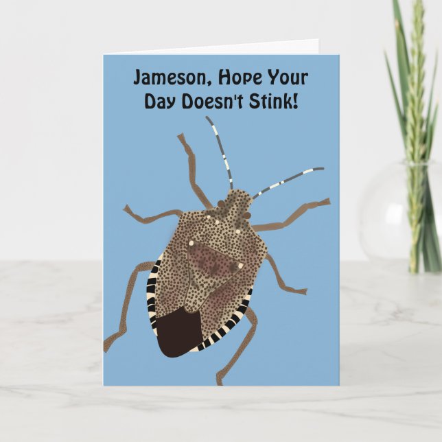 Funny Custom Message Personalized Stink Bug Card (Front)
