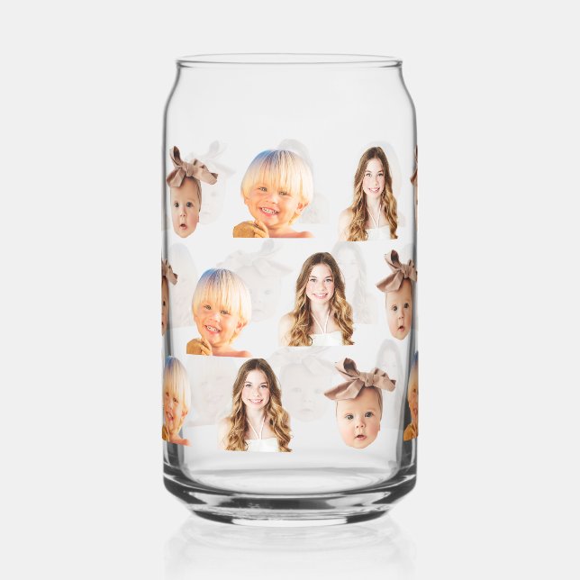 Funny Custom Mom of 3 Kids Photos Can Glass (Front)