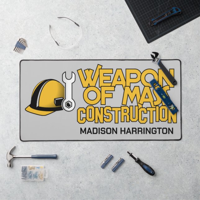 Funny custom name Construction Worker Desk Mat (Workstation)