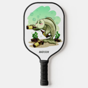 Funny custom name Drinking Fish Pickleball Paddle