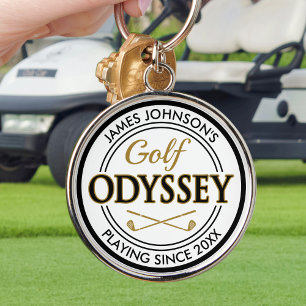 Funny Custom Name Odyssey Black White Gold Keychain