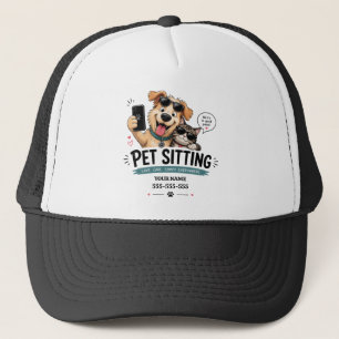 Funny Custom Name & Phone Pet Sitter Trucker Hat 
