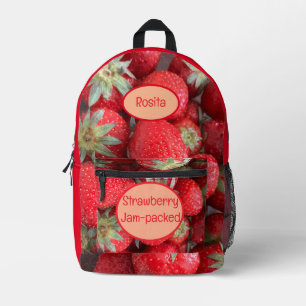 Funny Custom Name Strawberry Jam-Packed Photo  Printed Backpack