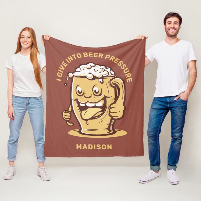 Funny Custom Name & Text Beer Fleece Blanket (In Situ)