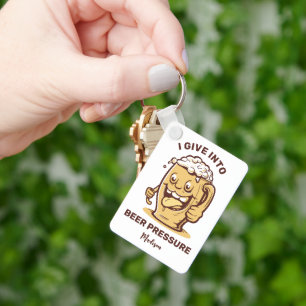 Funny Custom Name & Text Beer Keychain