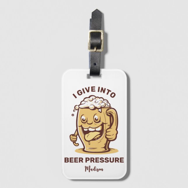 Funny Custom Name & Text Beer Luggage Tag (Front Vertical)