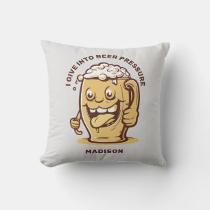 Funny Custom Name & Text Beer Throw Pillow