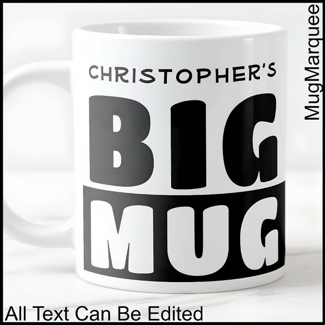 Funny Custom Name Text Two Tone Black Big Mug 010 (Creator Uploaded)