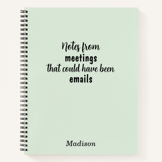 Funny Custom Notebook for Office Meeting Notes (Front)