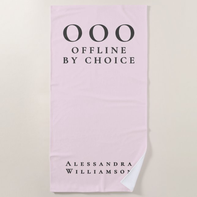 Funny Custom Pastel Pink Charcoal OOO Minimalist Beach Towel (Front)