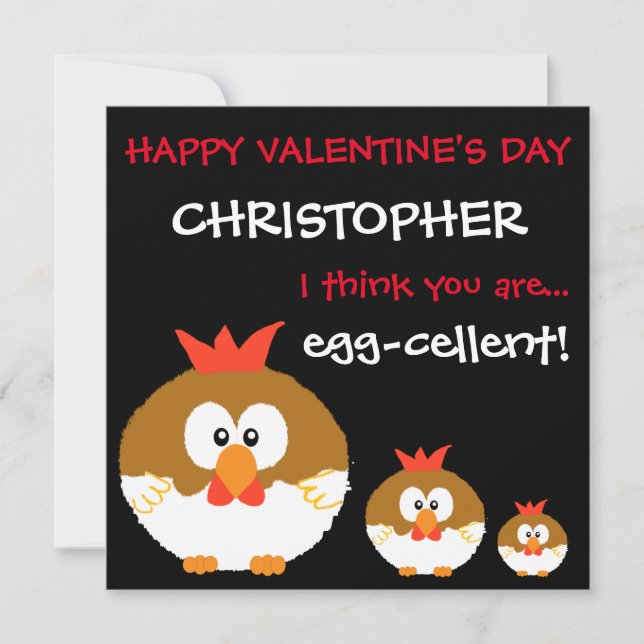 Funny Custom Personalized Chicken Valentines Day Card (Front)