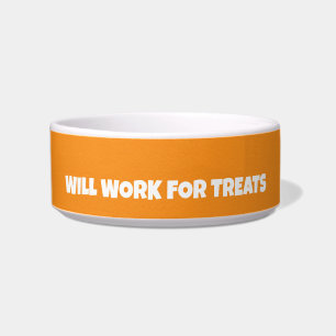 Funny Custom Pet Bowl – “Will Work for Treats”