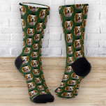 Funny Custom Pet Photo Dog Cat Pattern Green Socks<br><div class="desc">Introducing a hilarious and charming accessory that is bound to bring a smile to your face — the Funny Custom Pet Photo Circular Grid Pattern Crew Socks. These delightful socks combine your love for pets with a playful and eye-catching design, creating a unique and personalized fashion statement. The pattern is...</div>