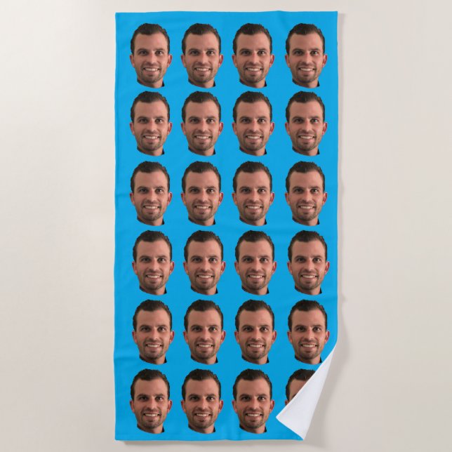 Funny Custom Photo Face Beach Towel Personalized  (Front)