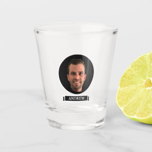 Funny Custom Photo Groomsman Gift Black and White Shot Glass
