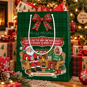 Funny Custom Photo Retired Christmas Santa Medium Gift Bag
