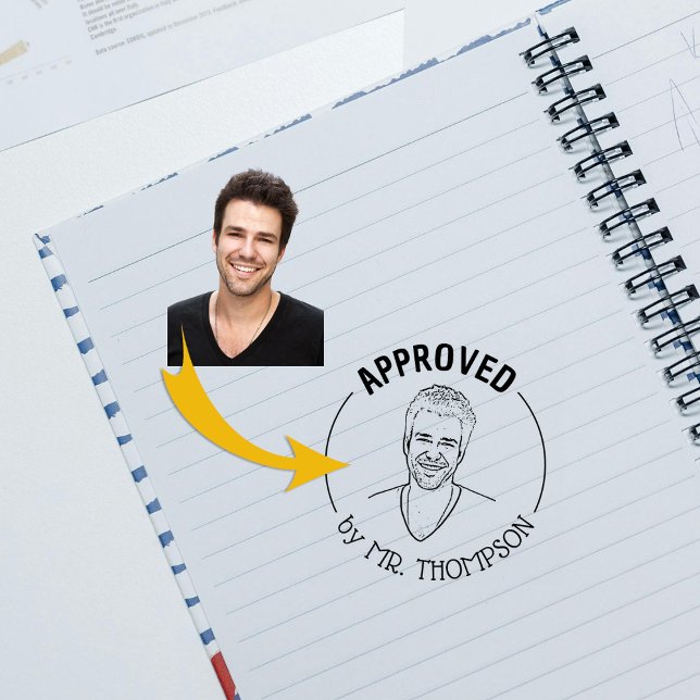 Funny Custom Photo Teacher Classroom Approved Rubber Stamp (Creator Uploaded)