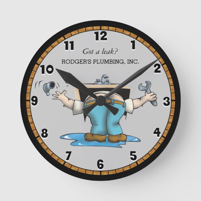 Funny Custom Plumbing  Large Clock (Front)