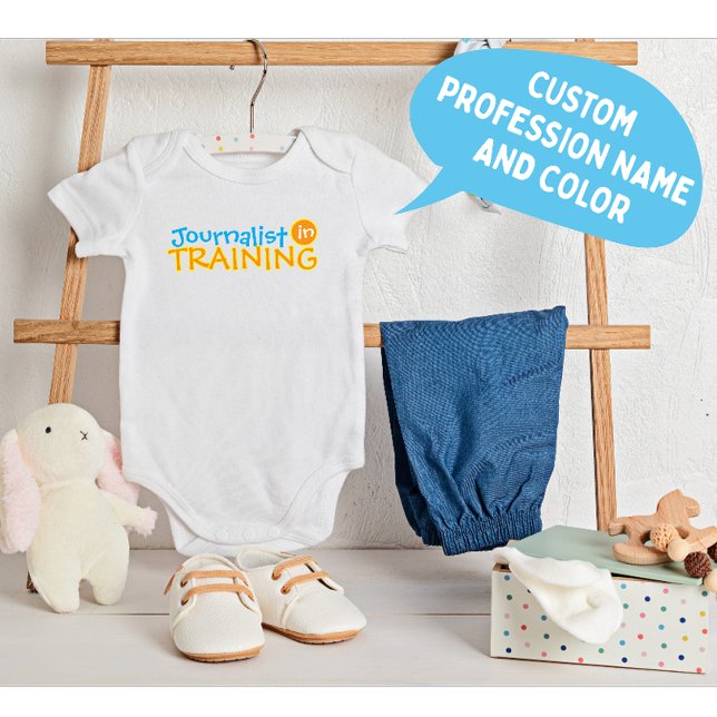 Funny Custom Profession Name Blue Orange Baby Bodysuit (Custom funny profession name baby suit )