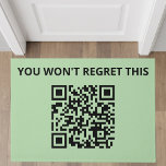 Funny Custom QR Code Doormat<br><div class="desc">Greet your guests with a doormat that's not just functional but also entertaining! Featuring a bold "You Won't Regret This" phrase and a scannable QR code, this customizable doormat brings a modern twist to your entryway. Perfect for homes, offices, or any space that values creativity and humour, it’s sure to...</div>