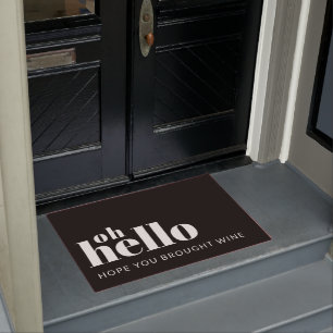 Funny Custom Quote Hello Black and White Welcome  Doormat