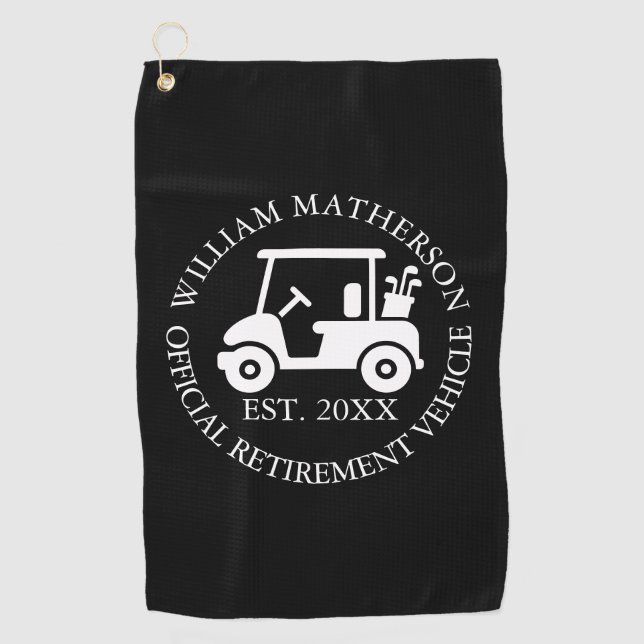 Funny Custom Retirement Cart Buggy  Golf Towel (Front)