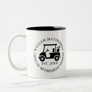 Funny Custom Retirement Golf Cart Buggy  Two-Tone Coffee Mug