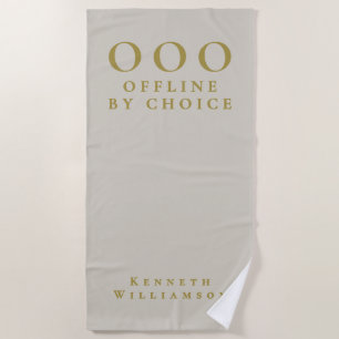 Funny Custom Sand Beige Gold OOO Minimalist Men  Beach Towel