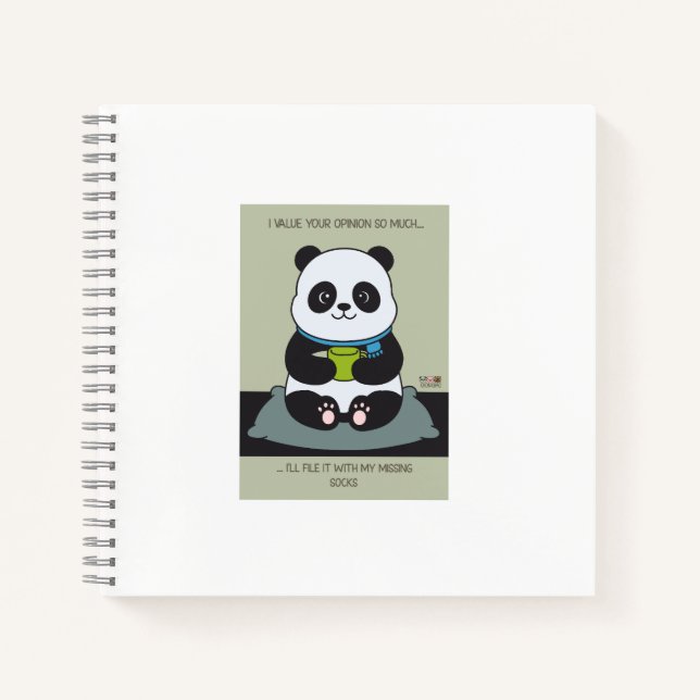 Funny Custom Sarcastic Panda Opinion Coworker Gift Notebook (Front)