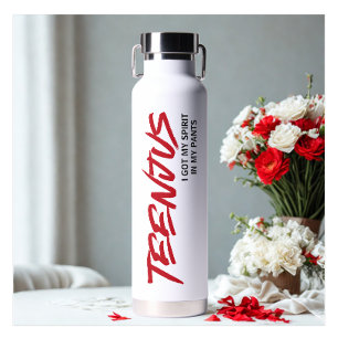 Funny Custom Text Baby Billy's Quote Teenjus Red  Water Bottle