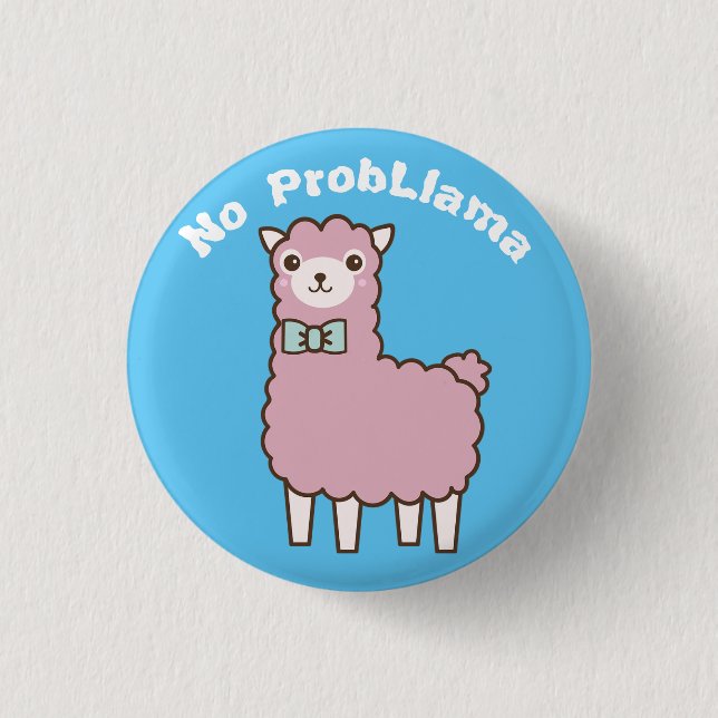 Funny Custom Text & Colour No Problema Llama 1 Inch Round Button (Front)