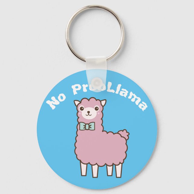 Funny Custom Text & Colour No Problema Llama Keychain (Front)