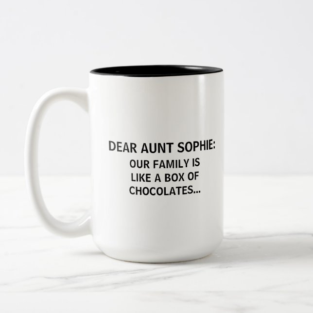 Funny Custom Text Design for a Family Member Gift Two-Tone Coffee Mug (Left)
