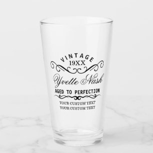Funny Custom Vintage Birthday Aged To Perfection Glass