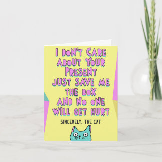 Funny (customizable) birthday message from the cat card