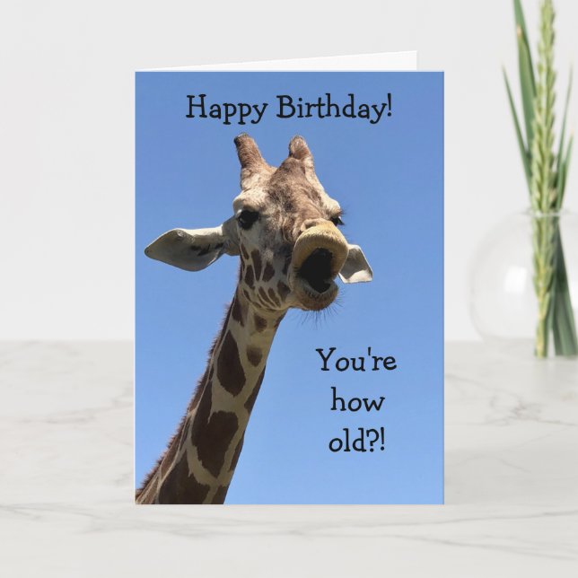 Funny Customizable Giraffe Birthday Card (Front)