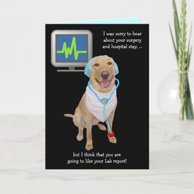 Funny Customizable Lab Report Get Well Card (Front)