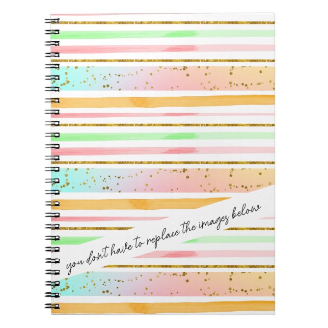 Funny Customizable Stripes Colourful Notebook (Front)